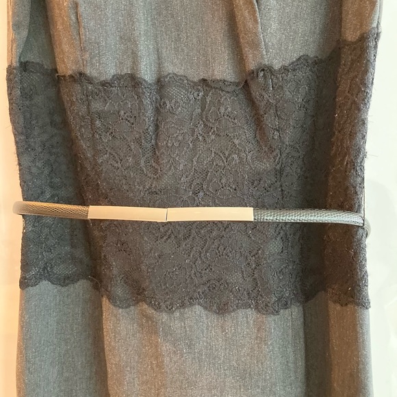 👗Suzy Shier Charcoal Grey with Black Lace Sleeveless Body Con Dress + Belt👗 - Picture 3 of 6